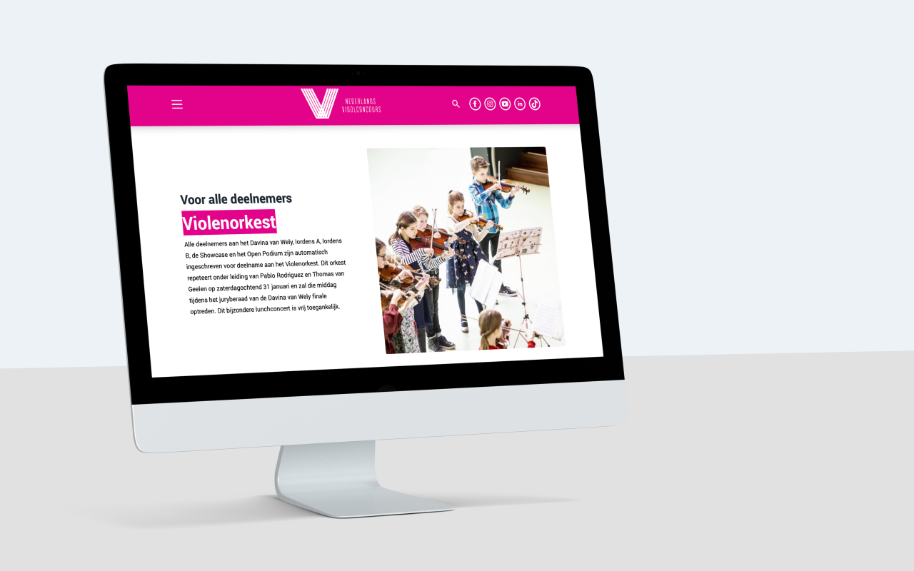 Website voor klant Nederlands Vioolconcours